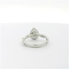 10k White Gold Pear Shaped Diamond Cluster Engagement Ring - Size 6.75